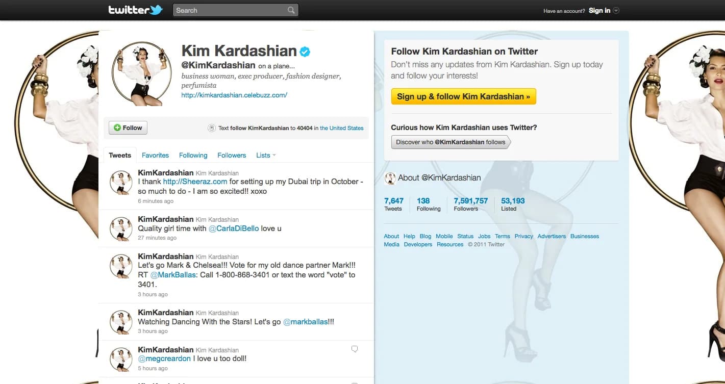 Kim Kardashian's verified Twitter account thanking Sheeraz for arranging her Dubai trip