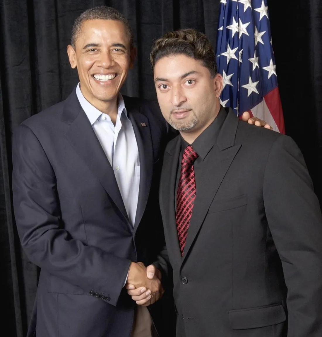 Sheeraz Hasan at a leadership event with Barack Obama