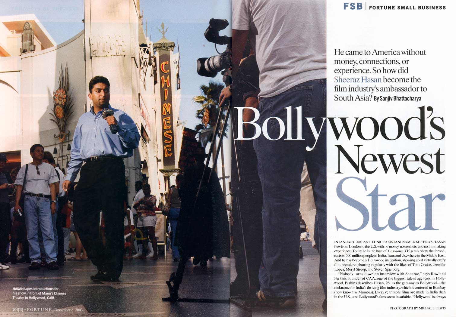 Fortune Small Business opening spread profiling Sheeraz Hasan and Tinseltown TV